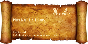 Metke Lilian névjegykártya